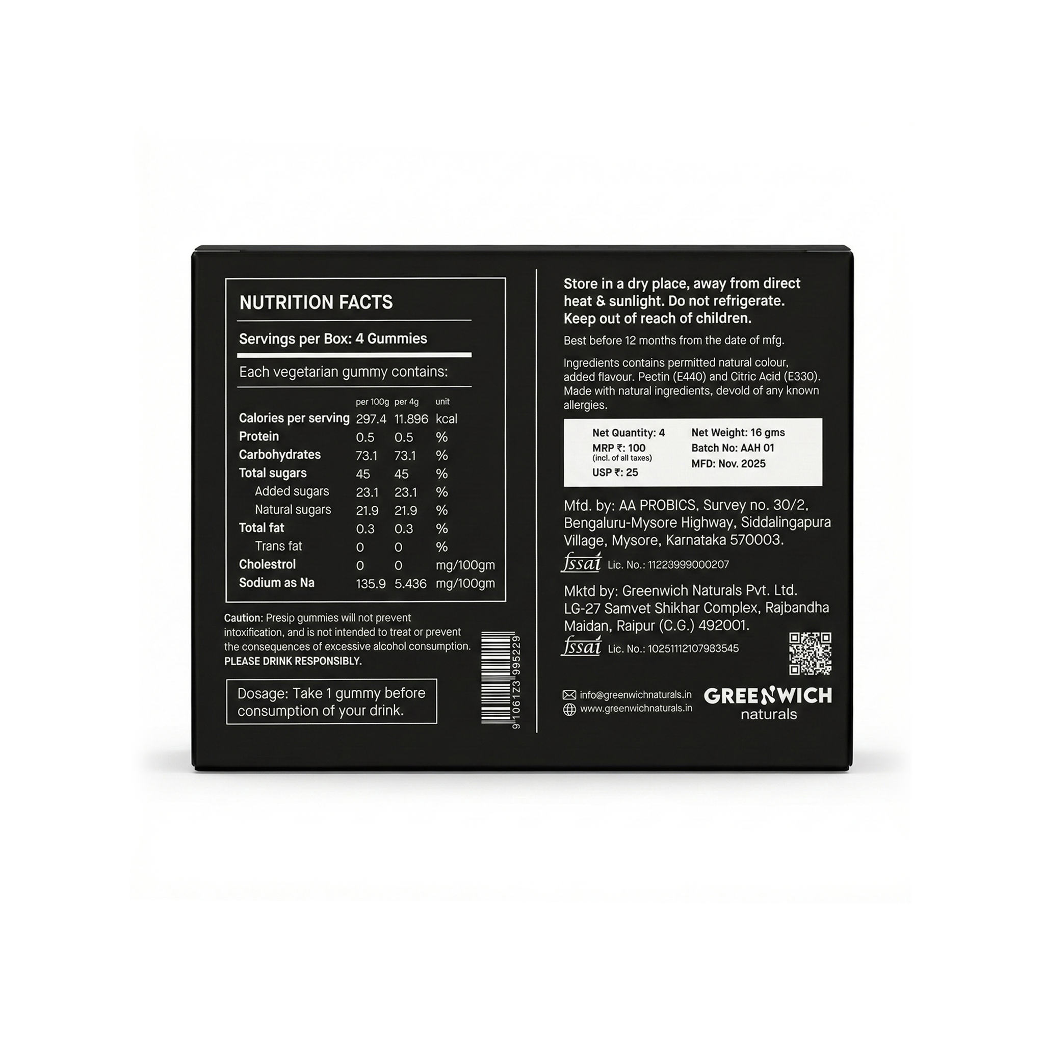 Presip Anti Hangover Gummies (Pack of 4)